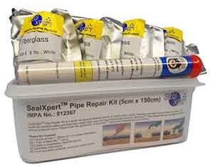 SEALXPERT PIPE REPAIR KIT (5 ROLLS 2" X 6' WATER-ACTIVATED TAPE + SEAL STIC) product photo